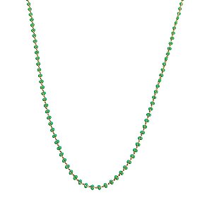 Colar longo banhado em ouro 18k com bolinhas verdes esmaltadas