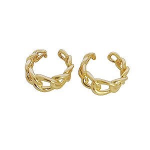 Brincos piercing em banho de ouro 18k com elos