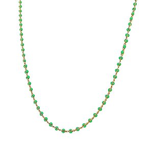 Colar banhado em ouro 18k com bolinhas pequenas verdes esmaltadas