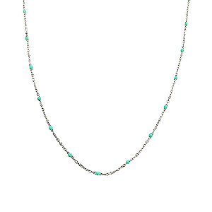 Colar em prata 925 com mini bolinhas azul turquesa