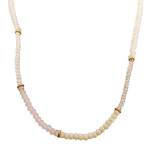 Choker de cristais naturais em tons claros de rosa com detalhes em banho de ouro 18k