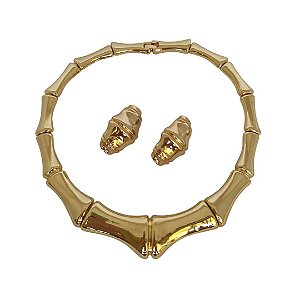 Conjunto requinte inspiração em banho de ouro 18k