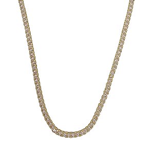 Colar riviera quadrada em banho de ouro 18k com zircônias cristais