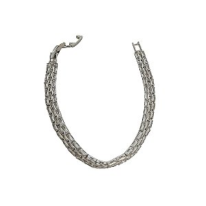 Pulseira em banho de ródio branco cravejada de zircônias cristais com um fecho/elo removível