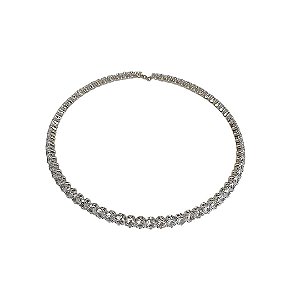 Choker em banho de ródio branco com riviera redonda de zircônias cristais