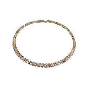 Choker em banho de ouro 18k com riviera redonda de zircônias cristais