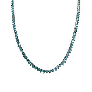 Choker em banho de ródio branco riviera redonda de zircônias azuis
