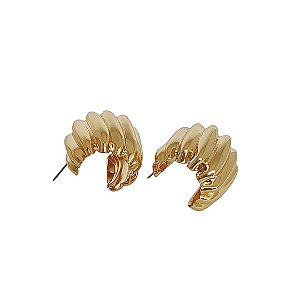 Brinco em banho de ouro 18k argola larga ondulada