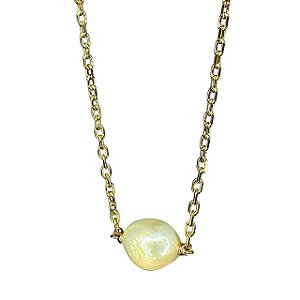 Colar banhado em ouro 18k com pérola barroca