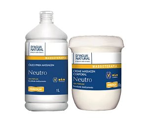 Creme Massagem Neutro 650g + Oleo 1l D Agua Natural