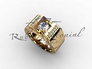 Anel Masculino Ouro 18k Show Diamond