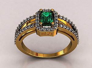 Anel Formatura Feminino Vitória Ouro 18K