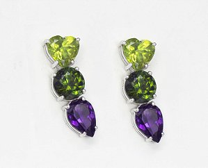 Ear Cuff Peridoto, Turmalina e Ametista