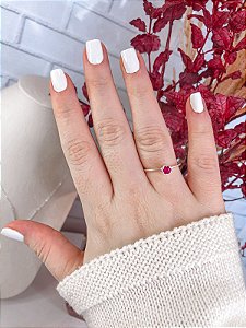 Anel Solitário Vermelho