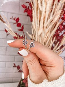 Anel Solitário Coração Lilás