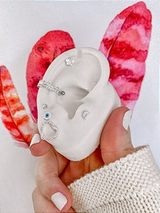 Brinco Coração Cravejado Vazado G