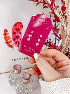 Brinco Trio Ponto de Luz (Rosa) 4/5/6mm