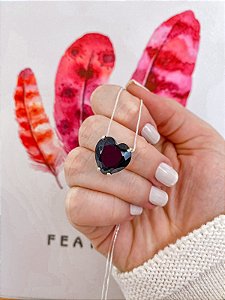 Colar Pedra de Coração G 45cm