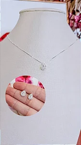 Conjunto Brinco + Colar Cristal Gota