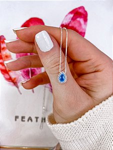 Colar Gota Azul 45cm