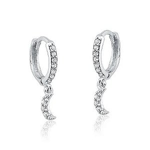 Brinco Argola Lua Cravejada 7mm