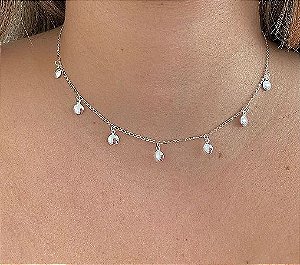 Colar Choker Medalha 40cm