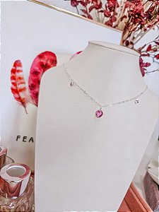 Choker Coração Rosa 35+5cm
