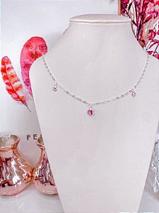 Choker Coração Rosa 35+5cm
