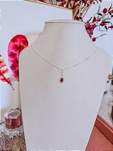 Colar Gota Vermelho Luxo 45cm
