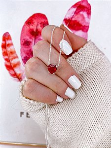 Colar Coração Vermelho 45cm