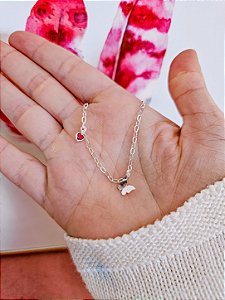 Pulseira Borboleta com pingente Rosa