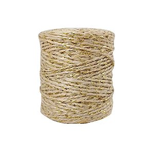 Fio De Juta Natural Com Dourado 2 Fios 70m