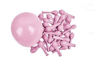 Balão Redondo Liso N°9 C/50 Unidades - Rosa Bebê
