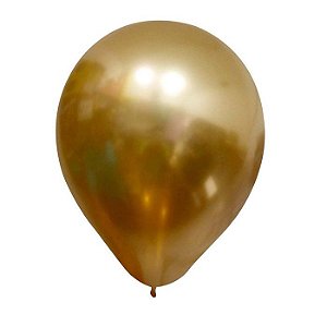 Balão Metalizado Dourado N°9 C/25 Unidades