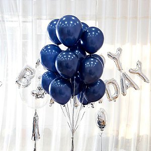 Balão Metalizado Azul Meia Noite N°9 C/25 Unidades
