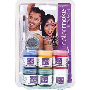 Tinta Facial Colormake Kit C/6 Unidades De 15ml + Pincel