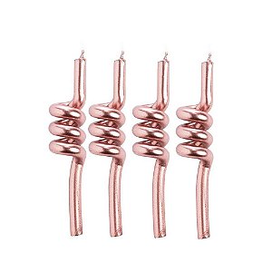 Vela Espiral metalizada rose gold 4 Unidades