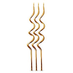 Velas Espiral Metalizadas Dourado 4 Unidades