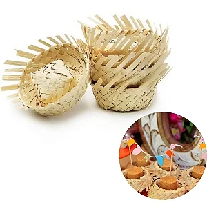 MINI CHAPÉU DE PALHA PARA FESTA JUNINA 10 UNIDADES