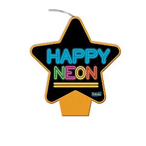 Vela estrela para tema neon 1 unidade