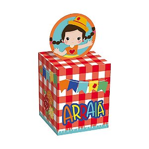 CAIXA POP-UP XADREZ VERMELHA - DOCES E LEMBRANCINHAS - FESTA JUNINA C/ 10 UNIDADES