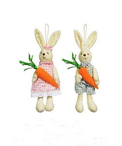 KIT 2 COELHOS DE PELÚCIA 31CM - DECORATIVO PÁSCOA
