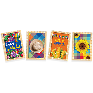 PLACAS DECORATIVAS PARA FESTA JUNINA 4 UNIDADES