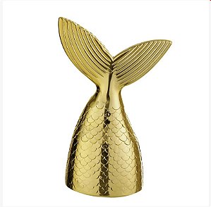 CALDA DE SEREIA DECORATIVA 23CM DOURADO METALIZADO 1 UNIDADE