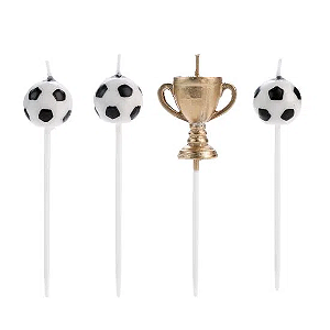 VELAS BOLA E TROFÉU DE FUTEBOL 4 UNIDADES