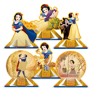 DECORAÇÃO DE MESA PARABÉNS BRANCA DE NEVE 6 UNIDADES