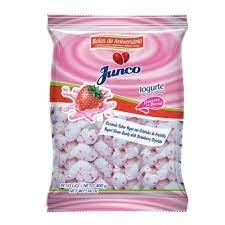 Balas De Aniversário Junco Iogurte Cristais De Morango 400g