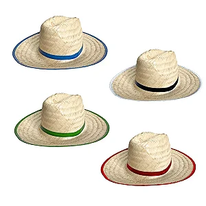 Chapéu De Palha Texano Festa Junina Sortido - Kit C/5 Unid