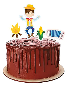 Topper Para Bolo Menino Festa Junina Divertida