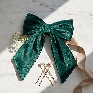 Laço Veludo Luxo Verde (m) 30cm Decorativo - Unid
